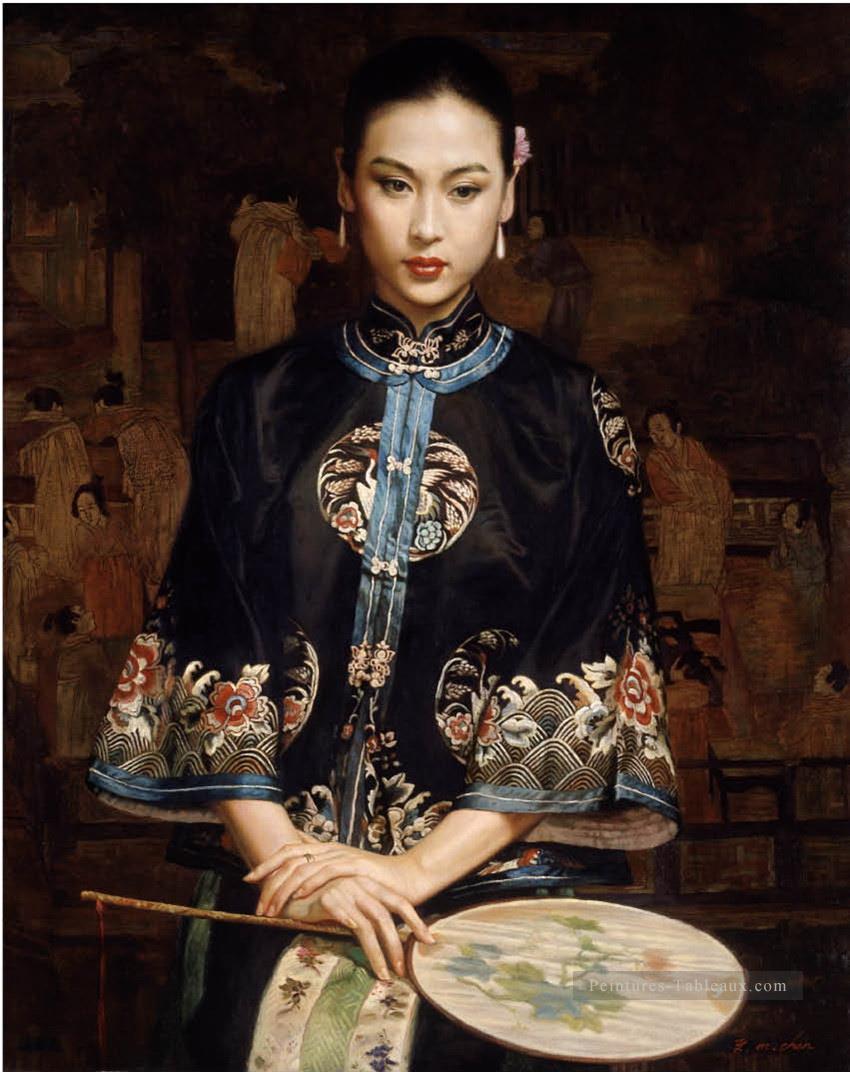 En attendant la fille chinoise Peintures à l'huile